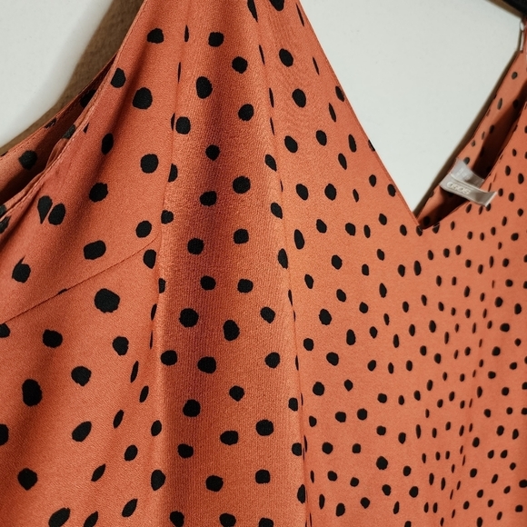 ASOS spaghetti strap blouse. Terracotta orange black polka dot. Plus Size 20 - Picture 2 of 13